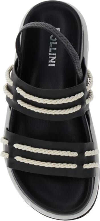 Pollini Zwarte leren sandalen met elastische band Black Dames