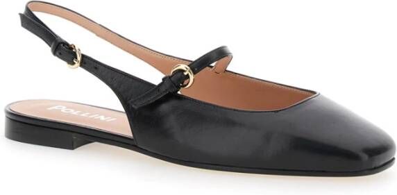 Pollini Zwarte Leren Slingback Ballerina's Black Dames