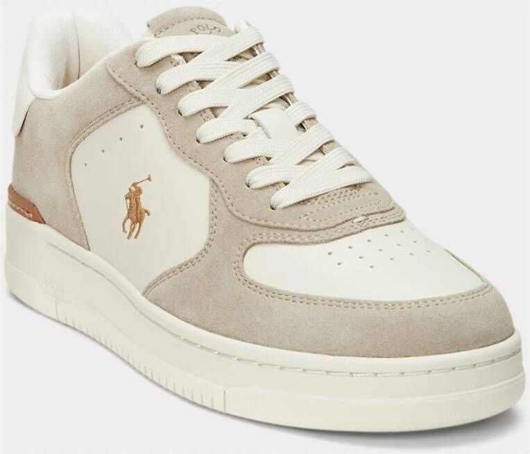 Polo Ralph Lauren Court Leren en Suède Sneakers Beige Heren