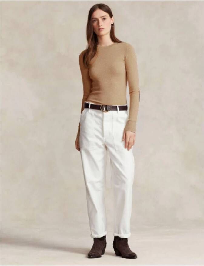 Polo Ralph Lauren Stretch katoenen sweater met suède elleboogstukken
