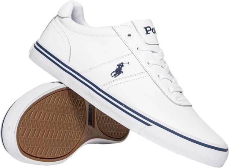 Polo Ralph Lauren Witte casual leren sneakers oor heren White Heren