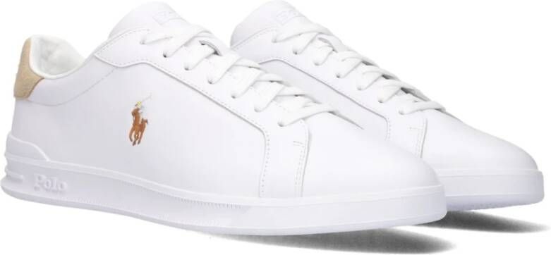 Polo Ralph Lauren Witte lage sneakers met beige hielkap
