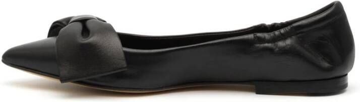 Pomme D'or Zwarte Leren Ballerina Schoen met Strik Black Dames