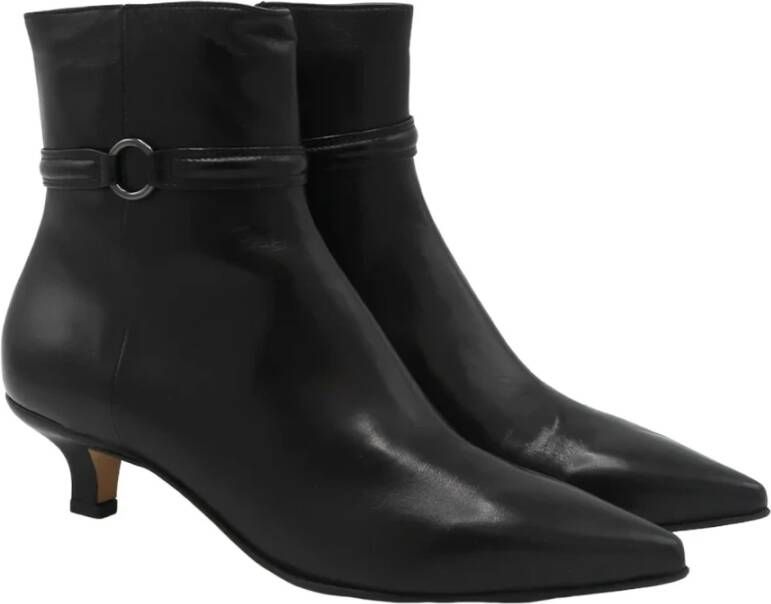 Pomme D'or Zwarte leren enkellaars 4974 Black Dames