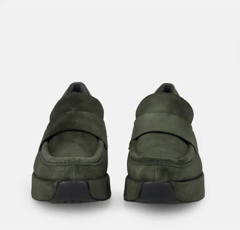 Pons Quintana Bosgroene Mocassin-Stijl Platte Schoenen Green Dames