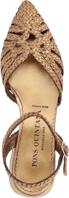 Pons Quintana Bronzen Metallic Geweven Leren Sandaal