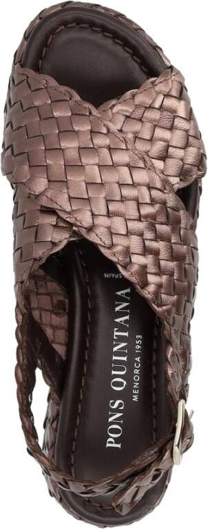 Pons Quintana Bruine metallic leren geweven sandaal Forli