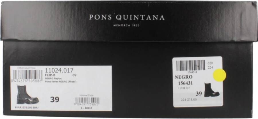 Pons Quintana Klassieke Chelsea Boots van zwart leer Black Dames