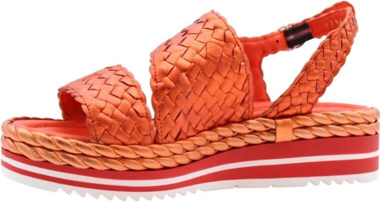 Pons Quintana Stijlvolle Platte Sandalen voor Vrouwen Orange Dames
