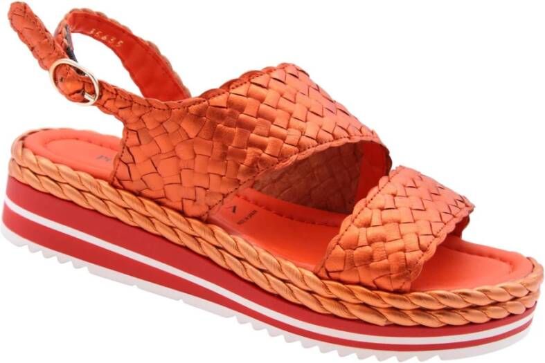 Pons Quintana Stijlvolle Platte Sandalen voor Vrouwen Orange Dames