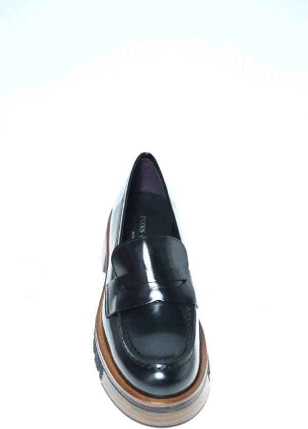 Pons Quintana Zwarte geborstelde leren mocassin met rubberen zool