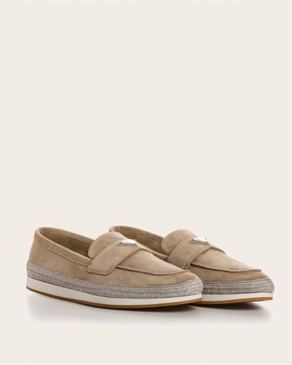 Prada Biarritz Espadrilles Suède Rubber Leer Beige Heren