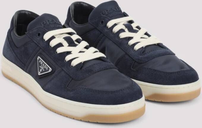 Prada Blauwe Leren Sneakers Verhogen Stijl