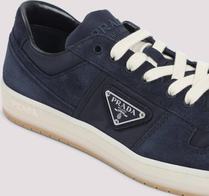 Prada Blauwe Suède Leren Sneakers