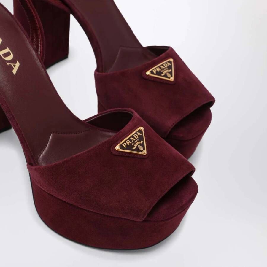 Prada Bordeaux Hoge Hakken Pumps