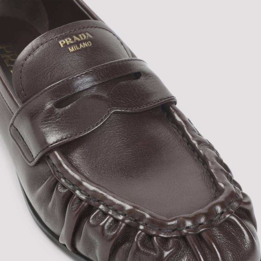 Prada Bruine Bufalo Loafers met Penny Strap