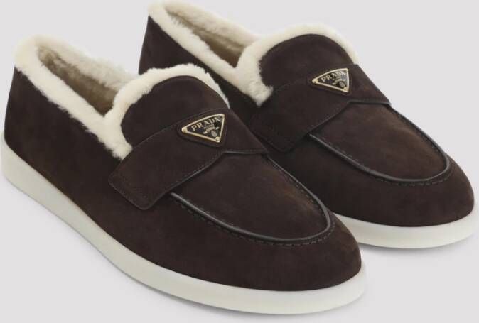 Prada Bruine Loafer Schoenen voor Mannen