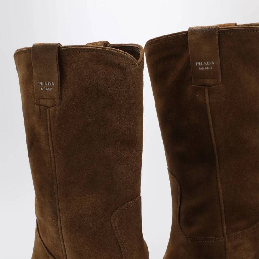 Prada Bruine Mid Boots met Stivale Medio