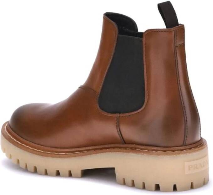 Prada Chelsea Enkellaarzen met Elastische Inzetstukken