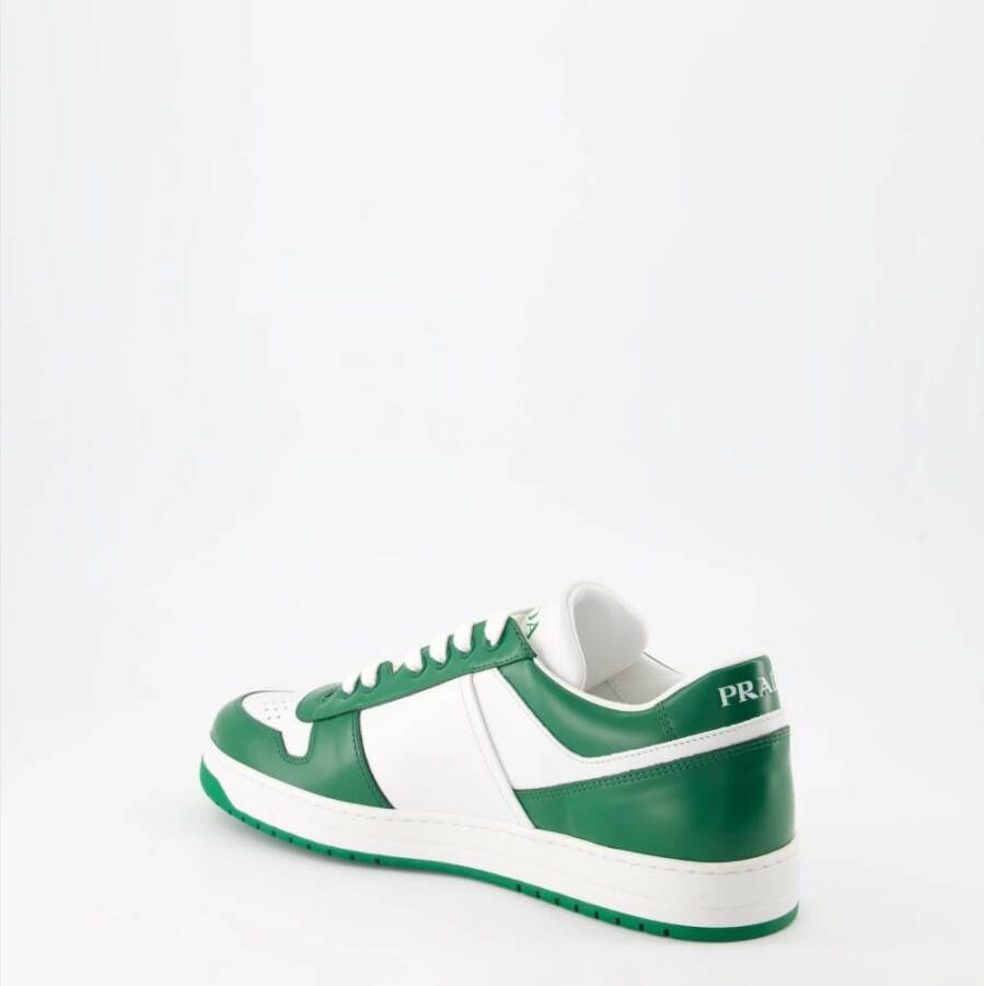 Prada Downtown Bicolor Leren Sneakers Green Heren