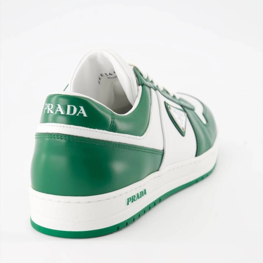 Prada Downtown Bicolor Leren Sneakers Green Heren
