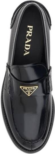 Prada Elegante leren loafers met iconische details Black Dames