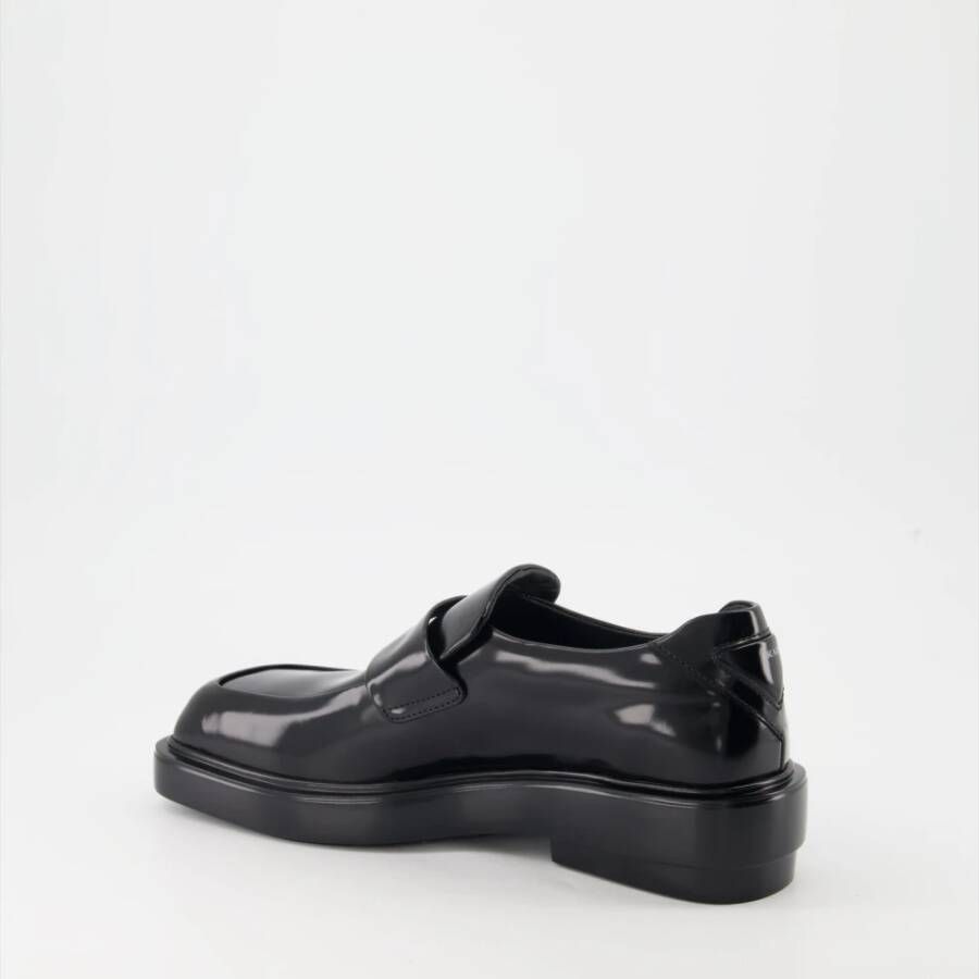 Prada Gestoffeerde Lederen Loafers Black Dames