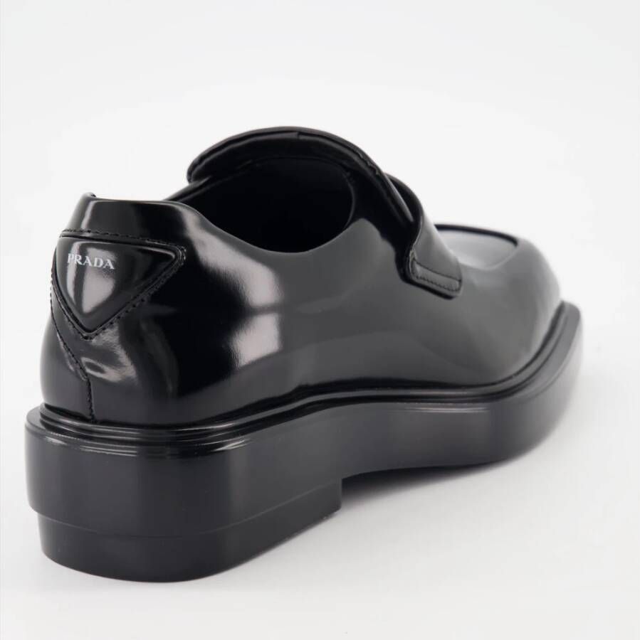Prada Gestoffeerde Lederen Loafers Black Dames