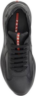 Prada Gestructureerd Leren Lage Sneakers Black Heren