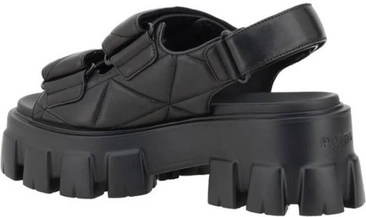 Prada Gewatteerde leren sandalen met verstelbare bandjes Black Dames