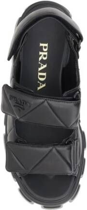 Prada Gewatteerde leren sandalen met verstelbare bandjes Black Dames