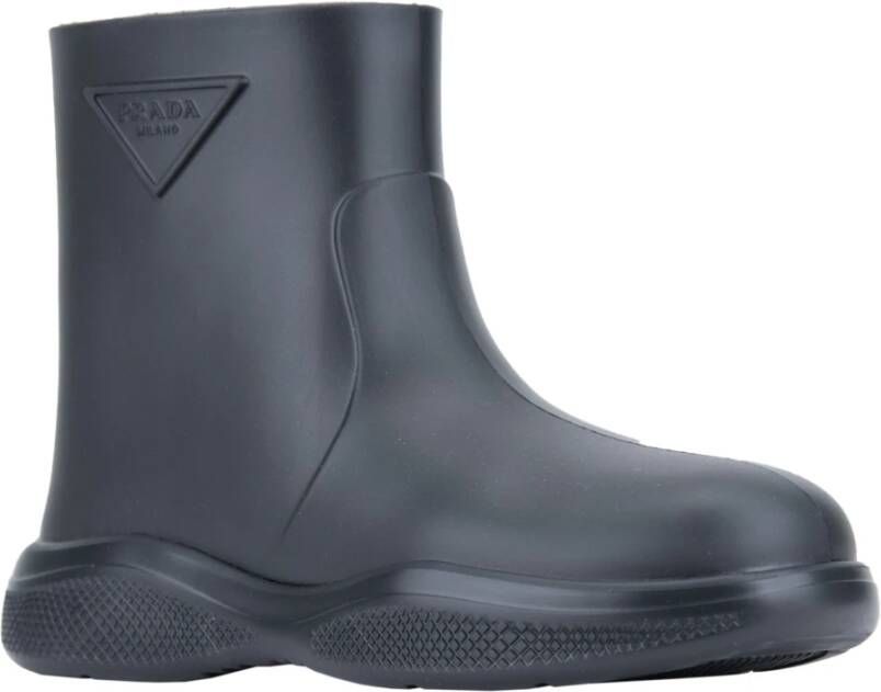 Prada Heren Instap Rubberen Laarzen Black Heren