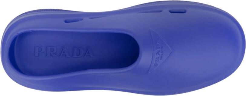 Prada Heren Rubberen Instap Pantoffels Blue Heren