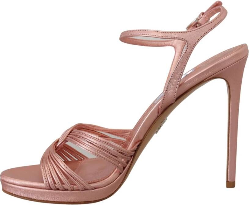 Prada Luxe Roze Leren Stiletto Sandalen Roze Dames