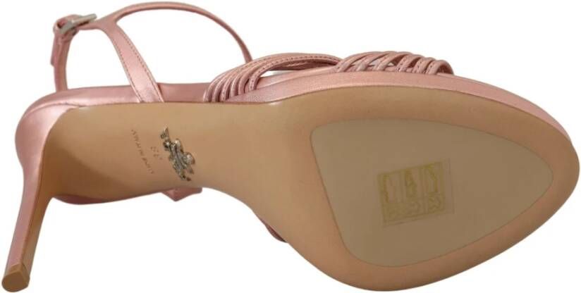 Prada Luxe Roze Leren Stiletto Sandalen Roze Dames