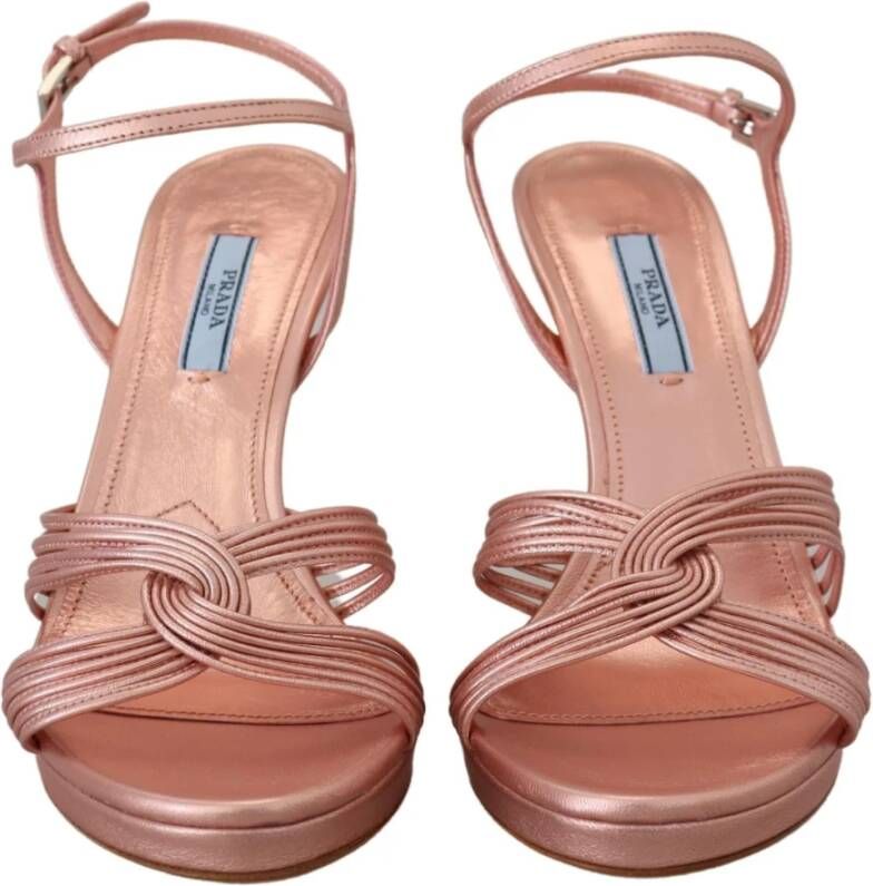 Prada Luxe Roze Leren Stiletto Sandalen Roze Dames