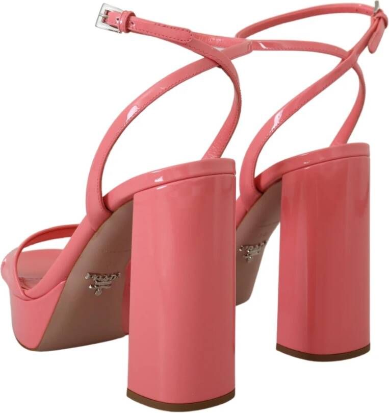 Prada Roze Patent Enkelband Hakken Roze Dames