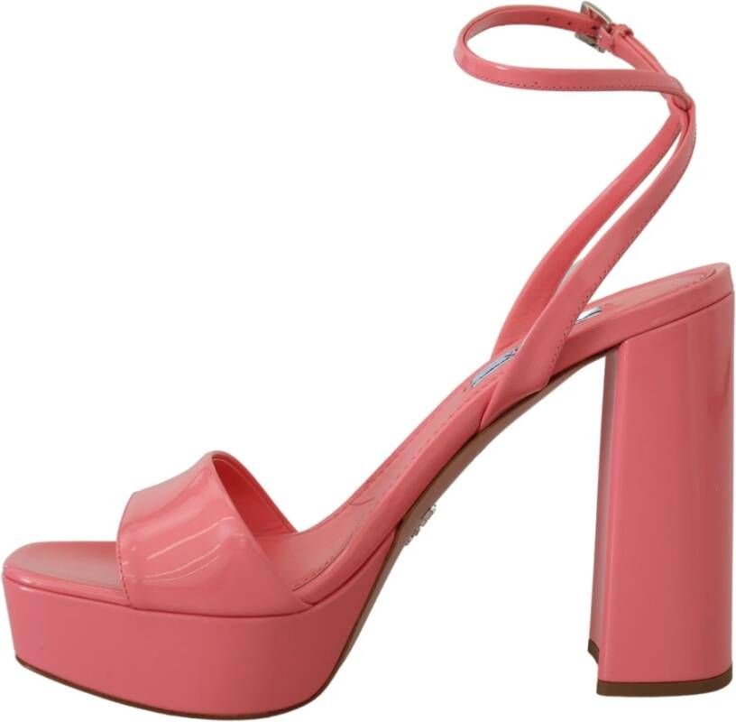 Prada Roze Patent Enkelband Hakken Roze Dames