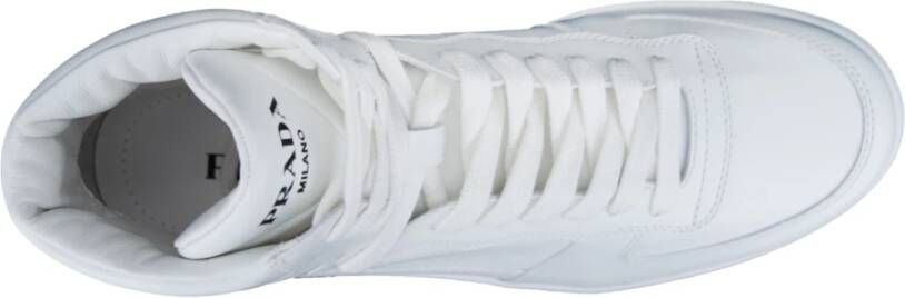 Prada Hoge Top Leren Sneakers voor Mannen White Heren