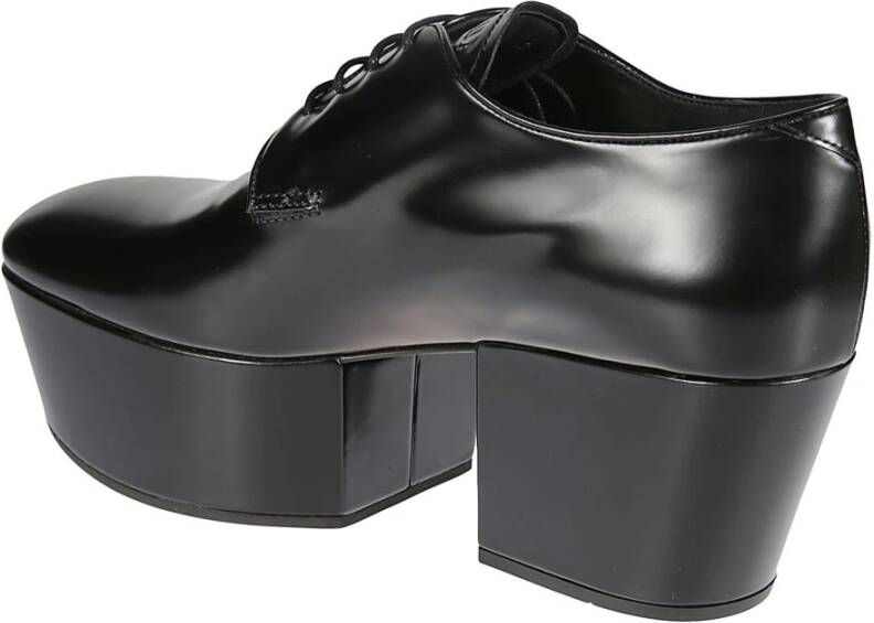 Prada Leren Plateau Loafers Zwart Dames