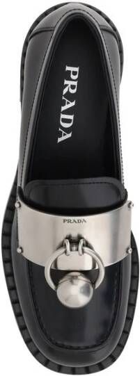 Prada Leren Loafers met Blokhak