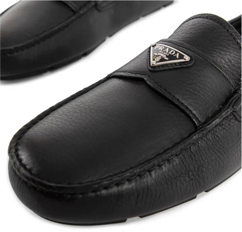 Prada Leren Loafers met Rubberen Zool