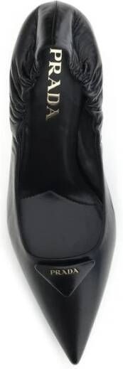 Prada Leren Logo Pumps met Architectonische Hak