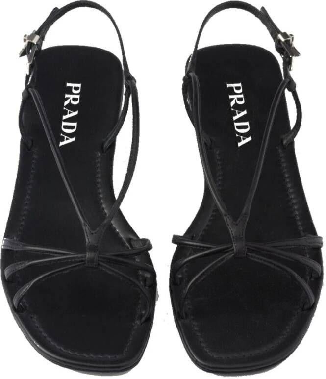 Prada Leren Platte Sandalen Vierkante Neus Vrouwen