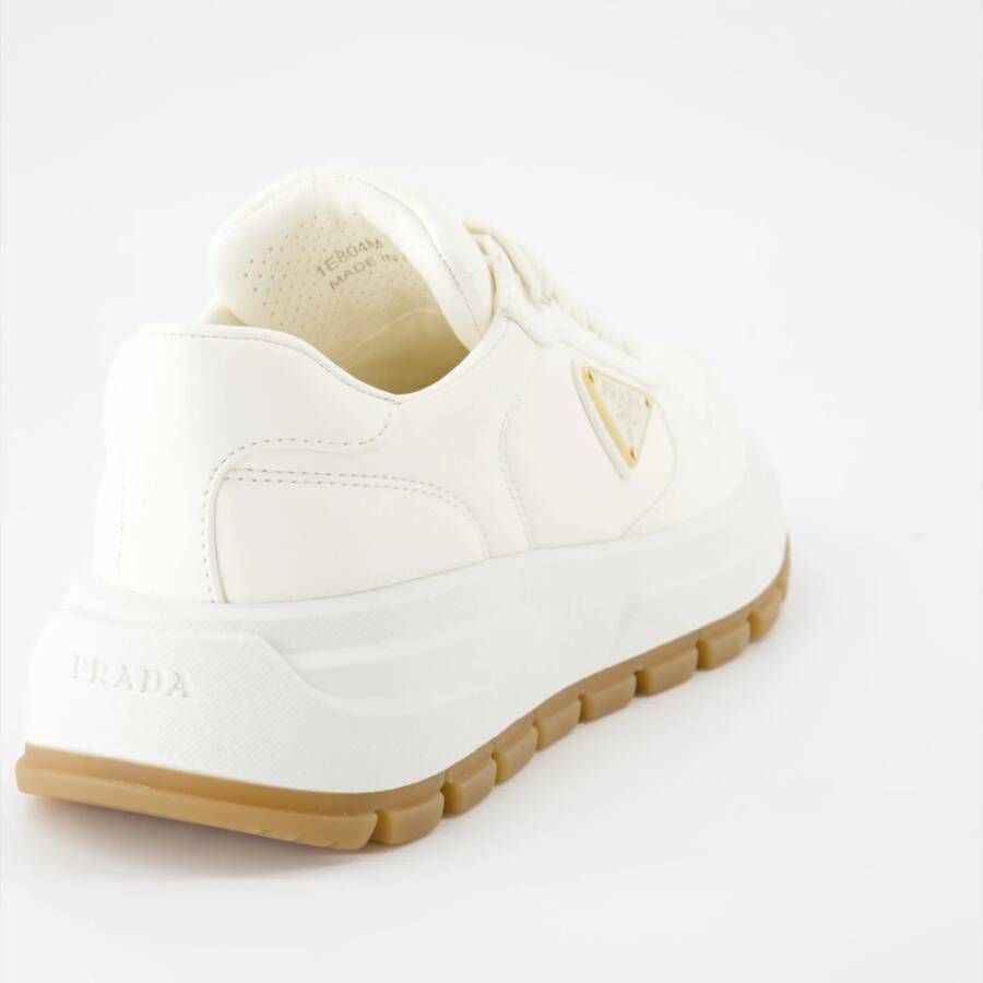 Prada Leren Vetersneakers White Dames