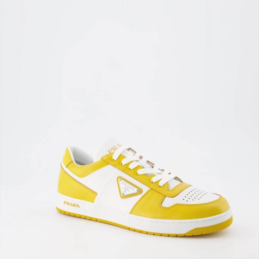 Prada Leren vetersneakers Yellow Heren
