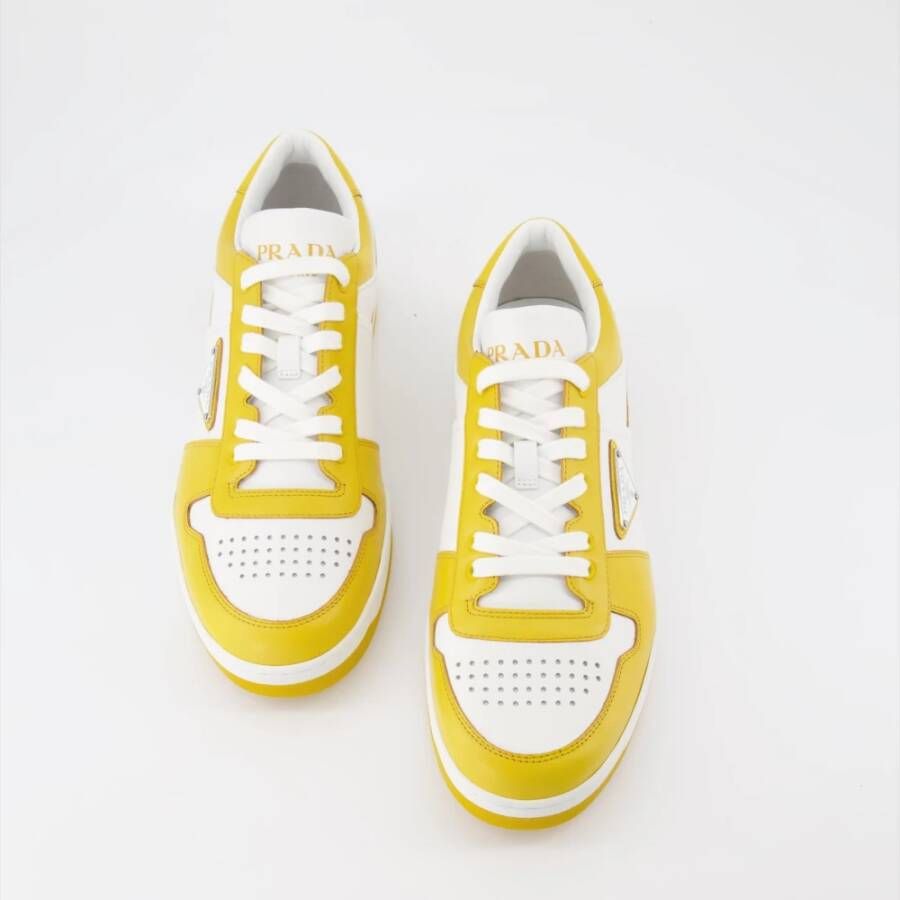 Prada Leren vetersneakers Yellow Heren