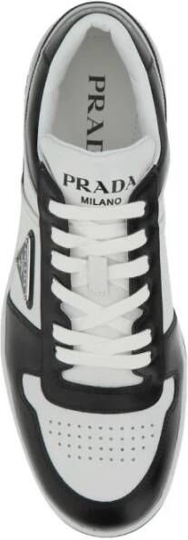 Prada Logo Patch Lace-Up Sneakers White Black