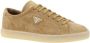 Prada Logo Plaque Suède Sneakers Platte Zool Brown Heren - Thumbnail 2