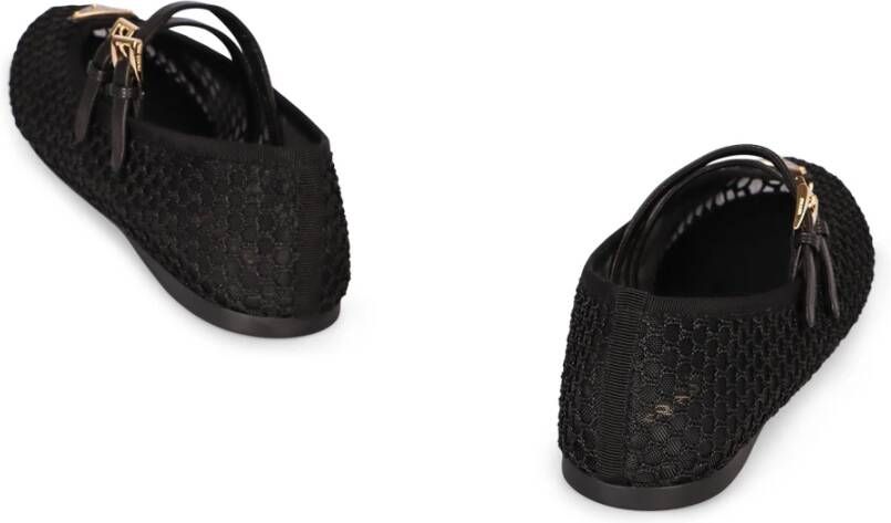 Prada Mesh Fabric Ballerina's met Leren Details